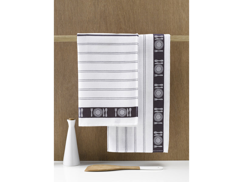 De Witte Lietaer Tea towel BML, Black - 3 pieces - 65 x 65 cm - Cotton