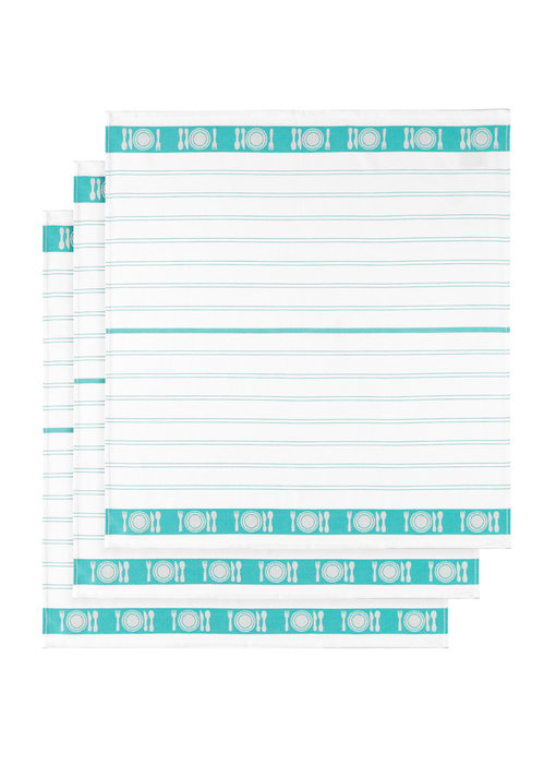 De Witte Lietaer Theedoek BML Aqua 3 stuks 65 x 65 cm