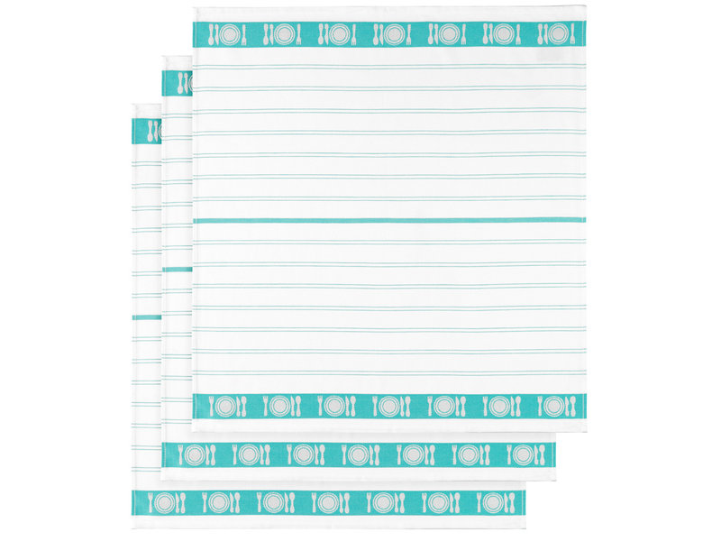 De Witte Lietaer Tea towel BML, Aqua - 3 pieces - 65 x 65 cm - Cotton