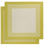 De Witte Lietaer Tea towel Pied de Poule, Yellow-green - 2 pieces - 65 x 65 cm - Cotton