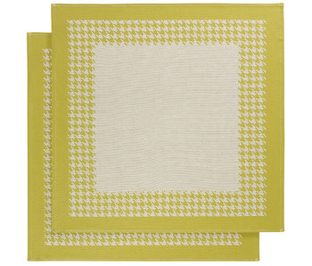 De Witte Lietaer Torchon Pied de Poule Jaune-vert 2 pièces 65 x 65 cm