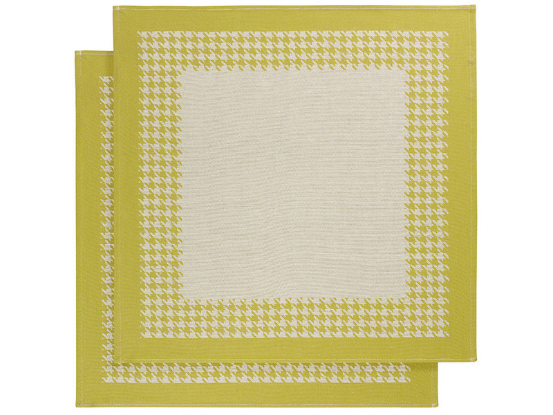 De Witte Lietaer Geschirrtuch Pied de Poule, Gelbgrün - 2 Stück - 65 x 65 cm - Baumwolle