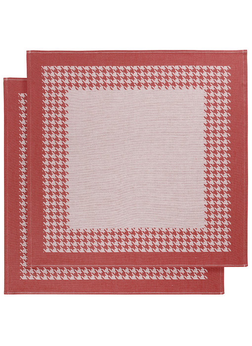 De Witte Lietaer Tea towel Pied de Poule Red 2 pieces 65 x 65 cm