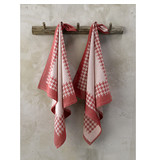 De Witte Lietaer Theedoek Pied de Poule, Rood - 2 stuks - 65 x 65 cm - Katoen