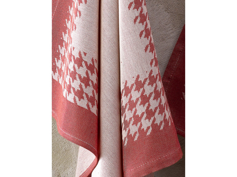 De Witte Lietaer Tea towel Pied de Poule, Red - 2 pieces - 65 x 65 cm - Cotton