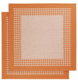 De Witte Lietaer Torchon Pied de Poule, Orange - 2 pièces - 65 x 65 cm - Coton