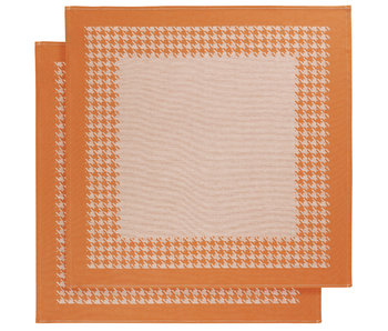 De Witte Lietaer Theedoek Pied de Poule Oranje 2 stuks 65 x 65 cm