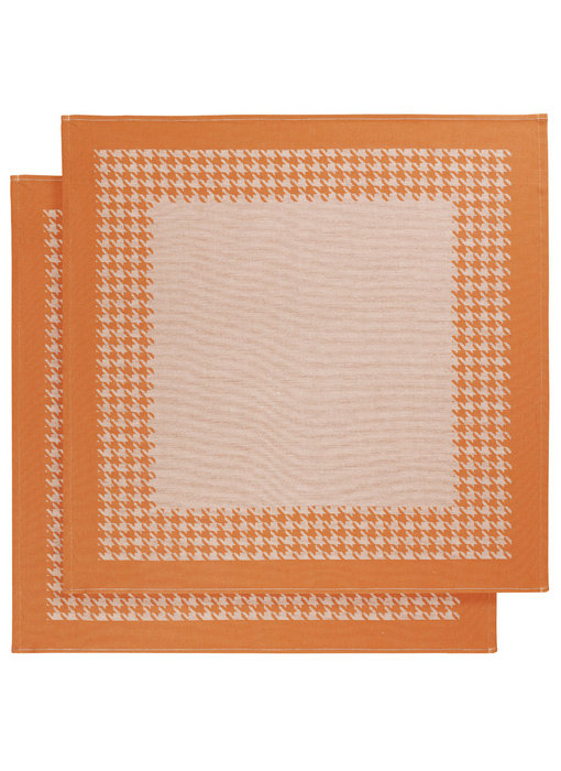 De Witte Lietaer Torchon Pied de Poule Orange 2 pièces 65 x 65 cm