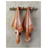 De Witte Lietaer Tea towel Pied de Poule, Orange - 2 pieces - 65 x 65 cm - Cotton