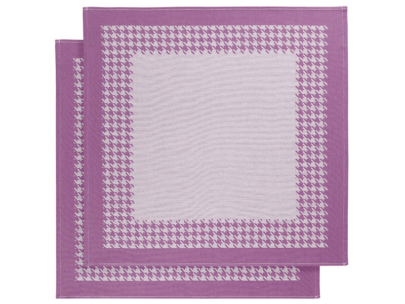 De Witte Lietaer Theedoek Pied de Poule, Fuchsia - 2 stuks - 65 x 65 cm - Katoen