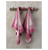 De Witte Lietaer Tea towel Pied de Poule, Fuchsia - 2 pieces - 65 x 65 cm - Cotton