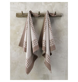 De Witte Lietaer Tea towel Pied de Poule, Mushroom - 2 pieces - 65 x 65 cm - Cotton