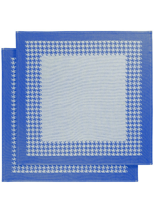 De Witte Lietaer Geschirrtuch Pied de Poule Blau 2 Stück 65 x 65 cm