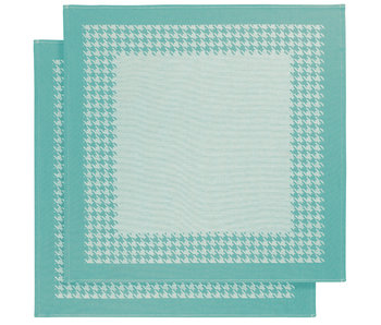 De Witte Lietaer Tea towel Pied de Poule Aqua 2 pieces 65 x 65 cm