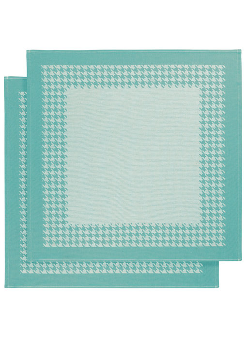 De Witte Lietaer Geschirrtuch Pied de Poule Aqua 2 Stück 65 x 65 cm