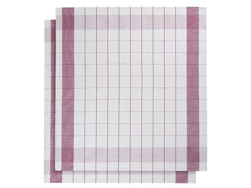 De Witte Lietaer Geschirrtuch Mixte, Fuchsia - 2 Stück - 65 x 65 cm - Baumwolle/Leinen