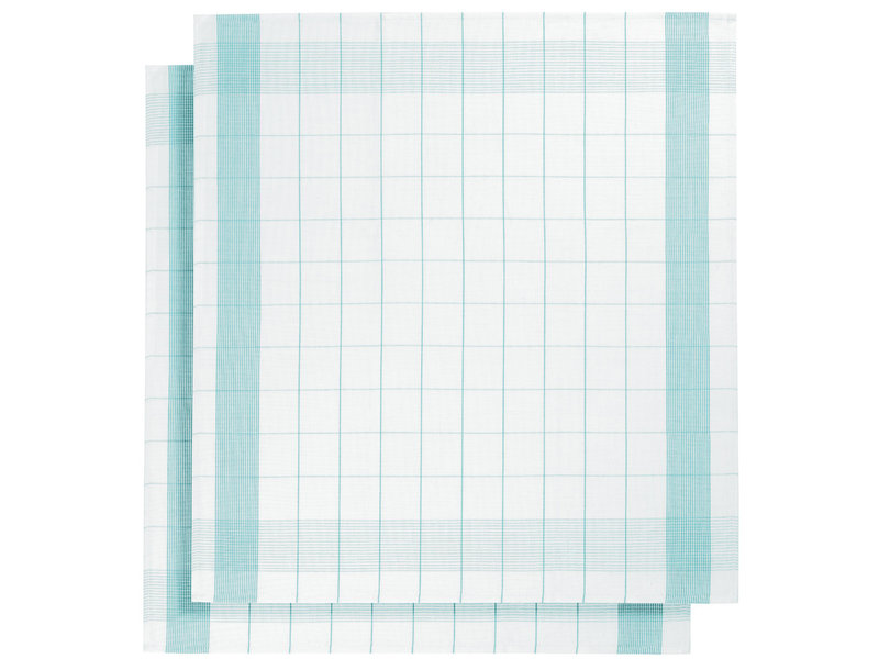 De Witte Lietaer Geschirrtuch Mixte, Aqua - 2 Stück - 65 x 65 cm - Baumwolle/Leinen