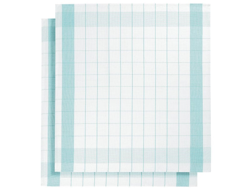 De Witte Lietaer Theedoek Mixte, Aqua - 2 stuks - 65 x 65 cm - Katoen/Linnen