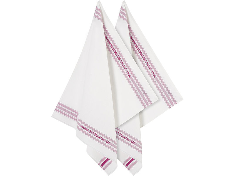 De Witte Lietaer Tea towel Dish, Fuchsia - 2 pieces - 65 x 70 cm - Cotton/Linen