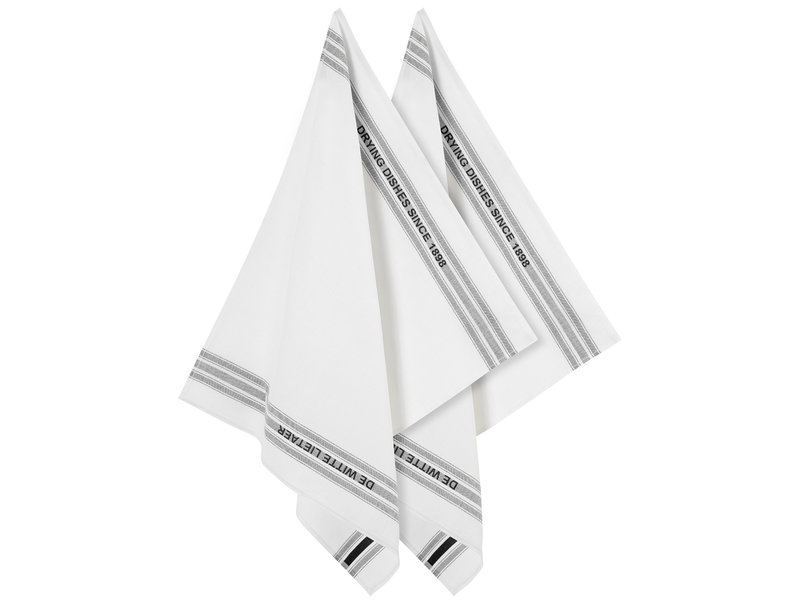 De Witte Lietaer Tea towel Dish, Black - 2 pieces - 65 x 70 cm - Cotton/Linen