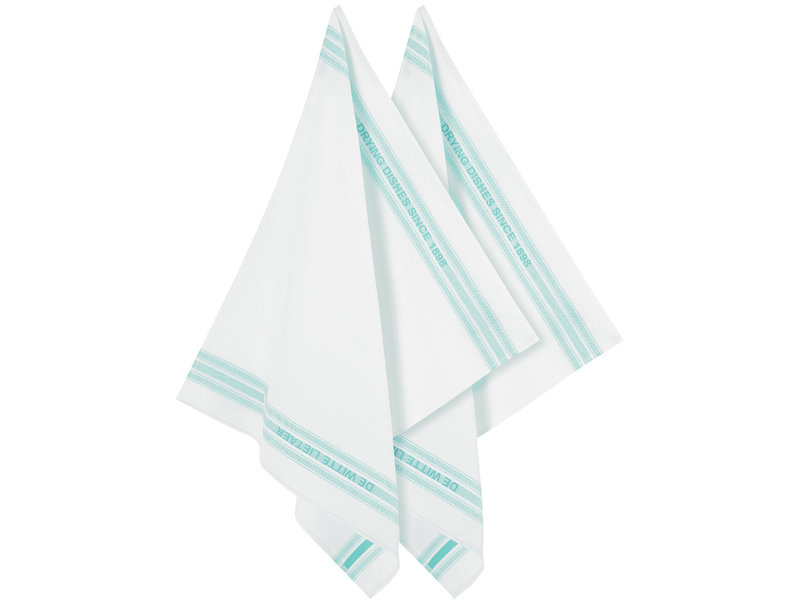 De Witte Lietaer Tea towel Dish, Aqua - 2 pieces - 65 x 70 cm - Cotton/Linen