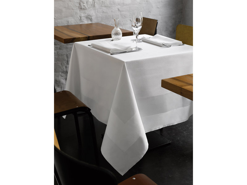 De Witte Lietaer Tischdecke, Luna-A Weiß - 160 x 260 cm - 100 % Damast-Baumwolle