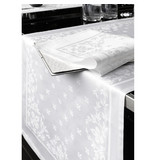 De Witte Lietaer Chemin de table, Lilium Blanc - 50 x 160 cm - 100% Coton Damassé