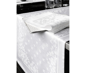 De Witte Lietaer Chemin de table Lilium Blanc 50 x 160 cm Damas Coton