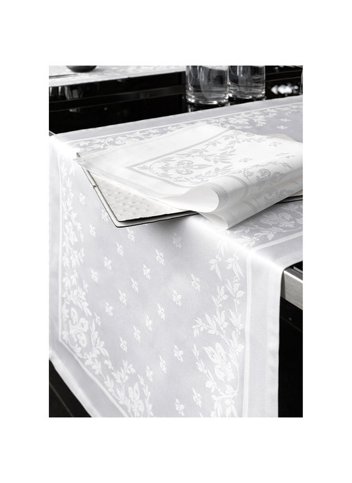 De Witte Lietaer Chemin de table Lilium Blanc 50 x 160 cm Damas Coton