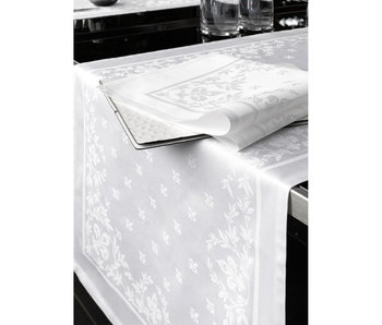 De Witte Lietaer Nappe Lilium Blanc 160 x 360 cm Coton Damassé