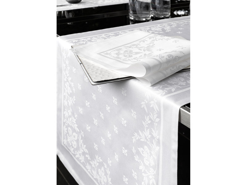 De Witte Lietaer Tischdecke, Lilium weiß - 160 x 360 cm - 100 % Damast-Baumwolle