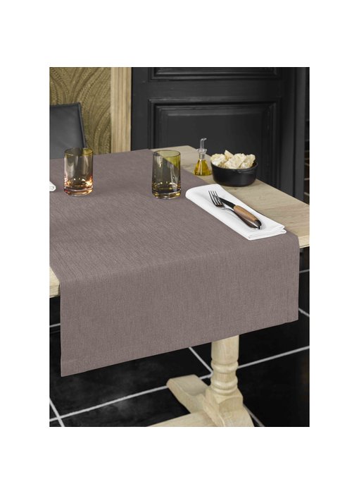 De Witte Lietaer Chemin de table Gibson Taupe 50 x 145 cm Polyester
