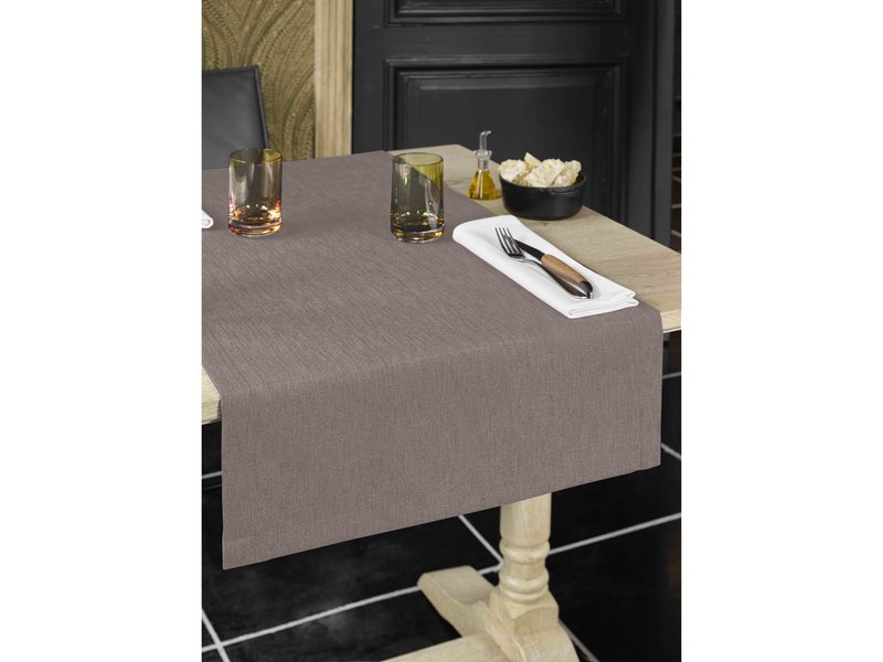 De Witte Lietaer Chemin de table, Gibson Taupe - 50 x 145 cm - 100% Polyester