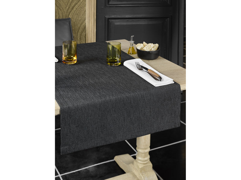 De Witte Lietaer Chemin de table, Gibson Black - 50 x 145 cm - 100% Polyester