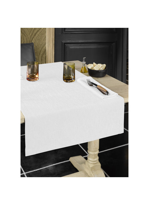 De Witte Lietaer Table runner Gibson White 50 x 145 cm Polyester