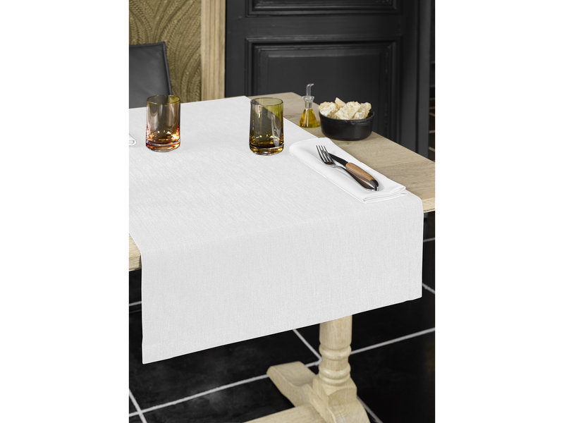 De Witte Lietaer Tafelloper, Gibson Wit - 50 x 145 cm - 100% Polyester