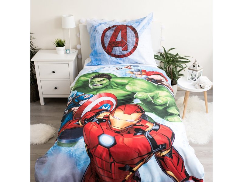 Marvel Avengers Bettbezug, Heroes – Einzelbett – 140 x 200 cm – Baumwolle