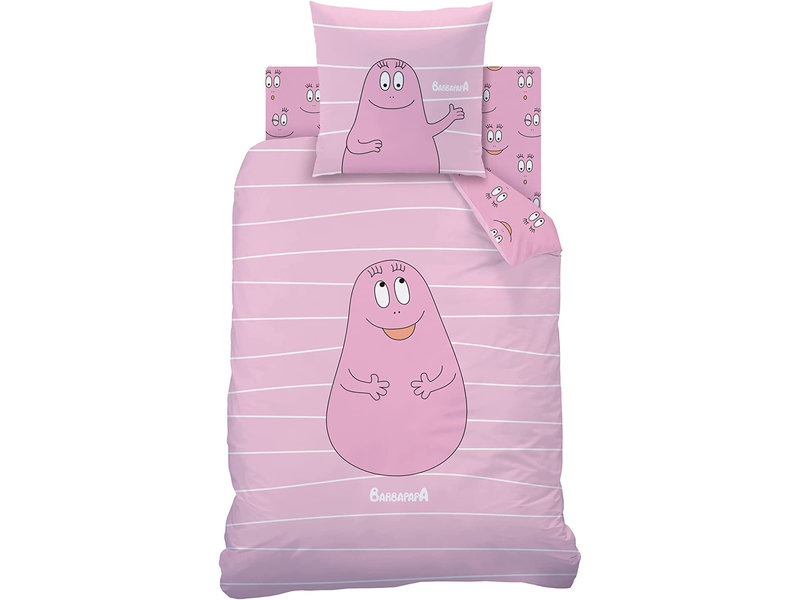 Barbapapa Dekbedovertrek Pink - Eenpersoons - 140  x 200 + 63 x 63 cm - Katoen