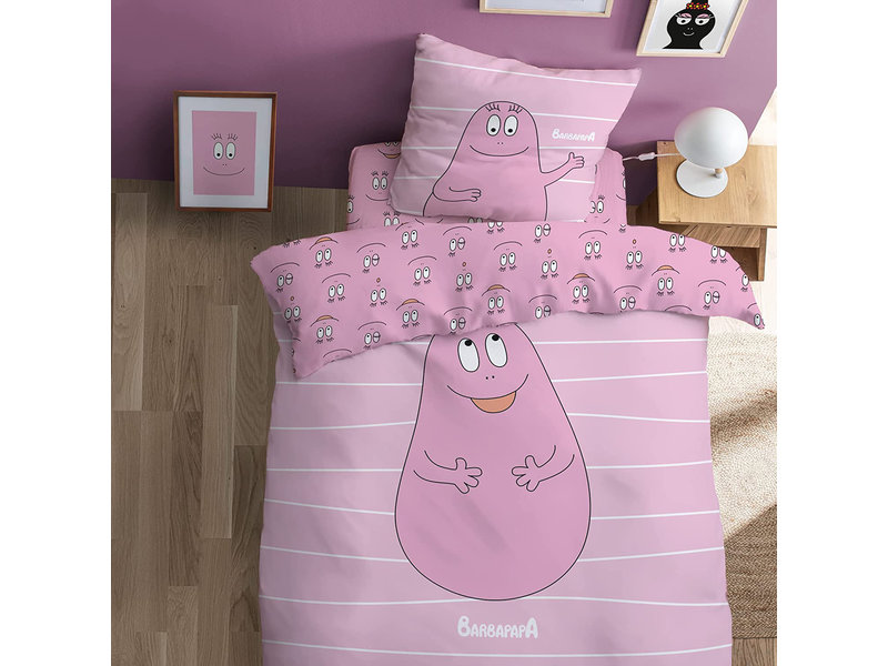 Barbapapa Dekbedovertrek Pink - Eenpersoons - 140  x 200 + 63 x 63 cm - Katoen