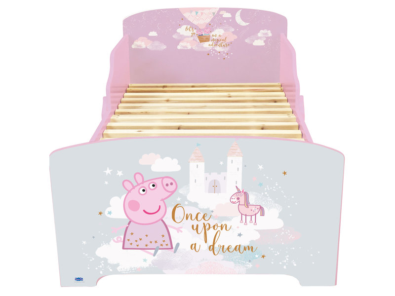 Peppa Pig Toddler Bed, Princess - 70 x 140cm - Multi - Including slatted base