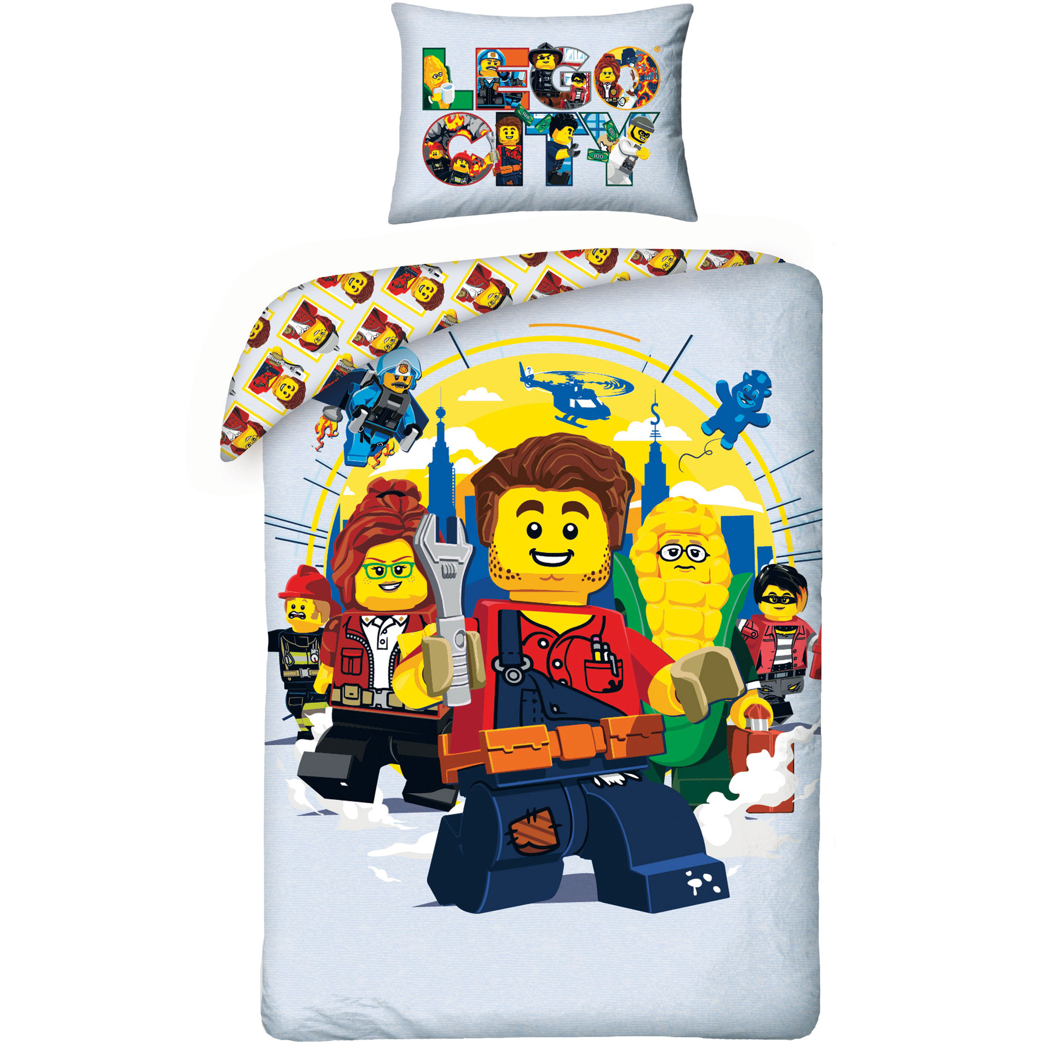 Lego City Dekbedovertrek 140 x 200 + 70 90 cm - Katoen - ritssluiting - SimbaShop.nl