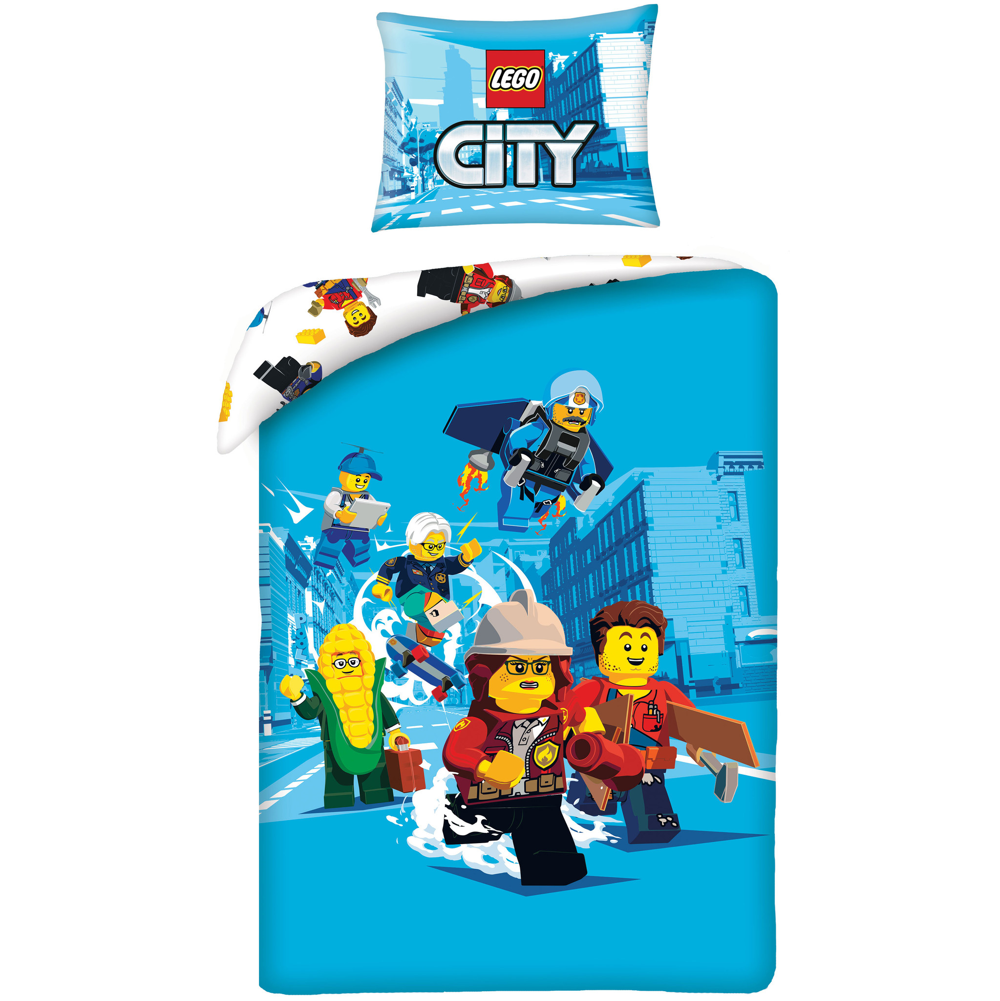 Duwen Mok bovenstaand Lego Lego City Dekbedovertrek 140 x 200 cm + 70 x 90 cm - Katoen -  ritssluiting - SimbaShop.nl