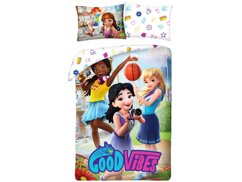 Lego Friends Dekbedovertrek Good Vibes - Eenpersoons - 140 x 200 cm - Katoen