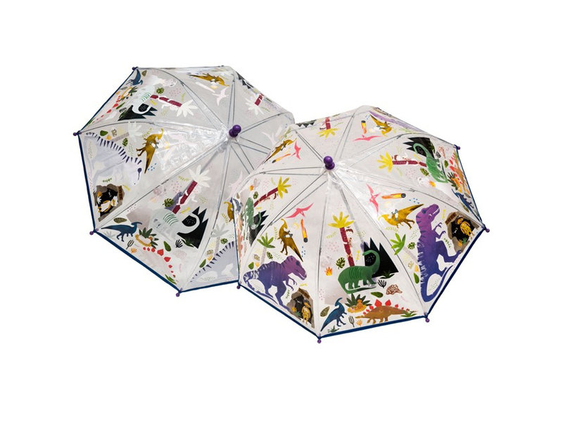 Floss & Rock Regenschirm, Dinosaurier - 66 cm x Ø 60 cm - Ändert die Farbe