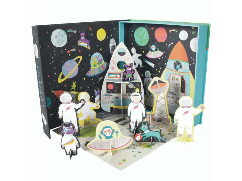 Floss & Rock Playbox , Space - 2 en 1 - 21,5 x 21,5 x 4,5 cm