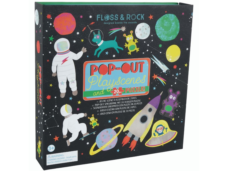 Floss & Rock Playbox , Space - 2 en 1 - 21,5 x 21,5 x 4,5 cm