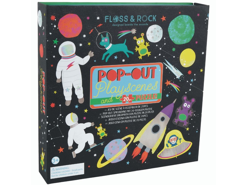 Floss & Rock Playbox , Space - 2 in 1 - 21,5 x 21,5 x 4,5 cm