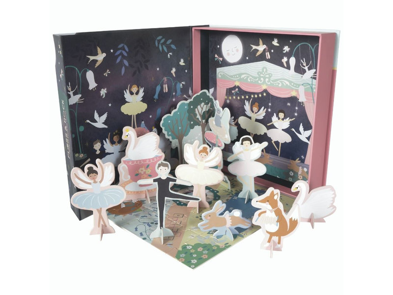 Floss & Rock Playbox, Swan Lake - 2 en 1 - 21,5 x 21,5 x 4,5 cm