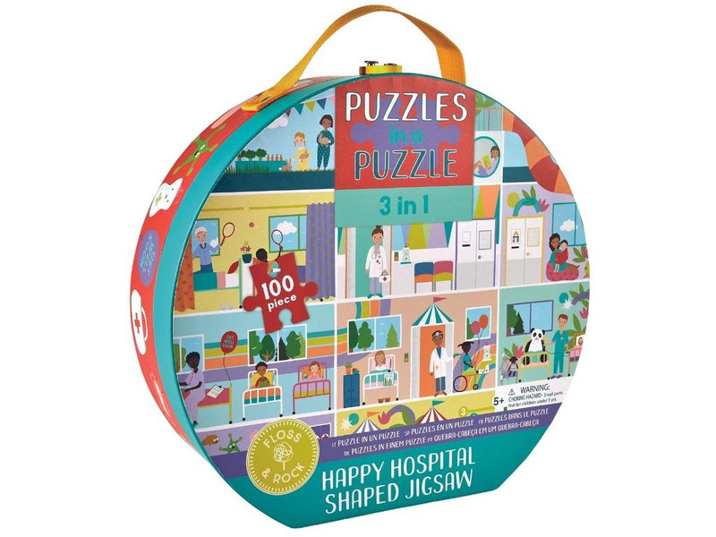 Floss & Rock 3-in-1 Puzzel, Ziekenhuis - 100 stukjes - ca. 46 x 43 cm