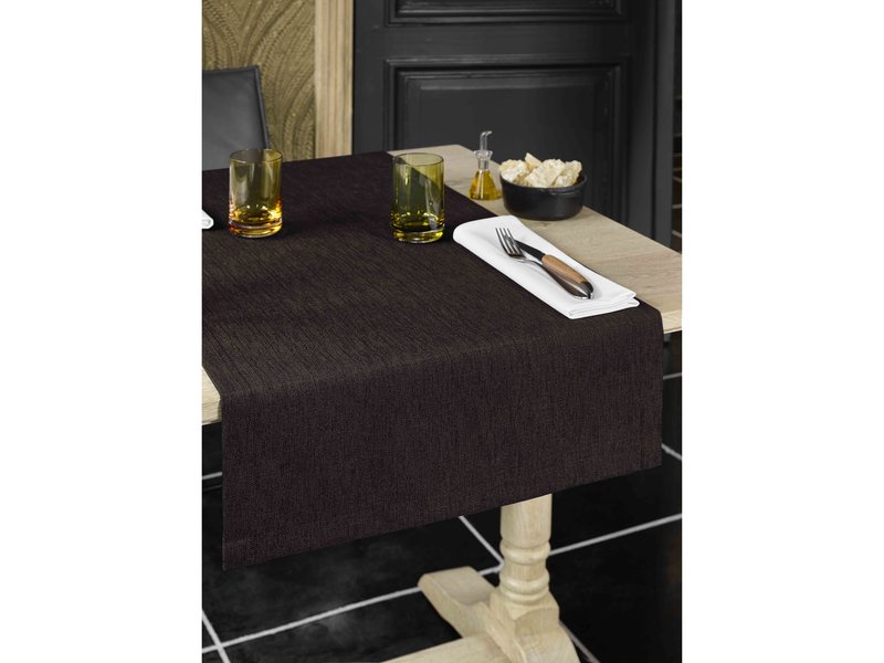 De Witte Lietaer Tablecloth Round, Chocolate - Ø 210 cm - 100% Polyester